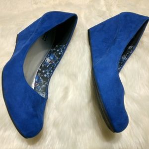 Blue Suede Wedges